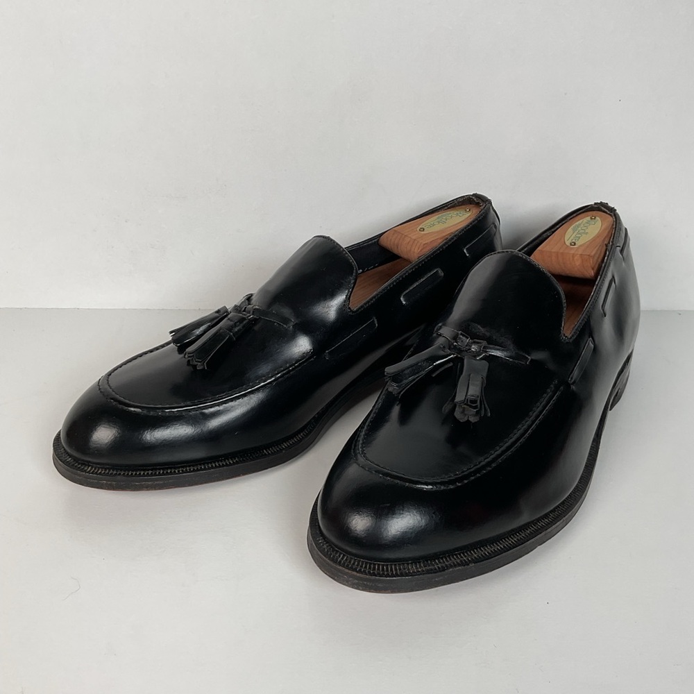 Vintage Florsheim Tassel Loafers | USA Made | Black Veal | High Shine | 10 EEE